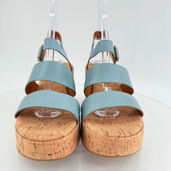 Kork-Ease Womens Tish Sandals Platform Block Heel Blue Leather Slingback 10 M - Picture 4 of 15